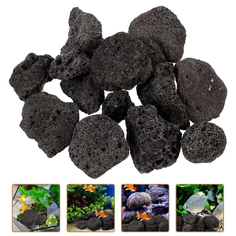 VOSAREA Pierre De Lave Noire pour Aquarium, Pierres Volcaniques Naturelles pour Aménagement Paysager Et Plantes, Roches Décoratives pour Jardin – Grand De Roches