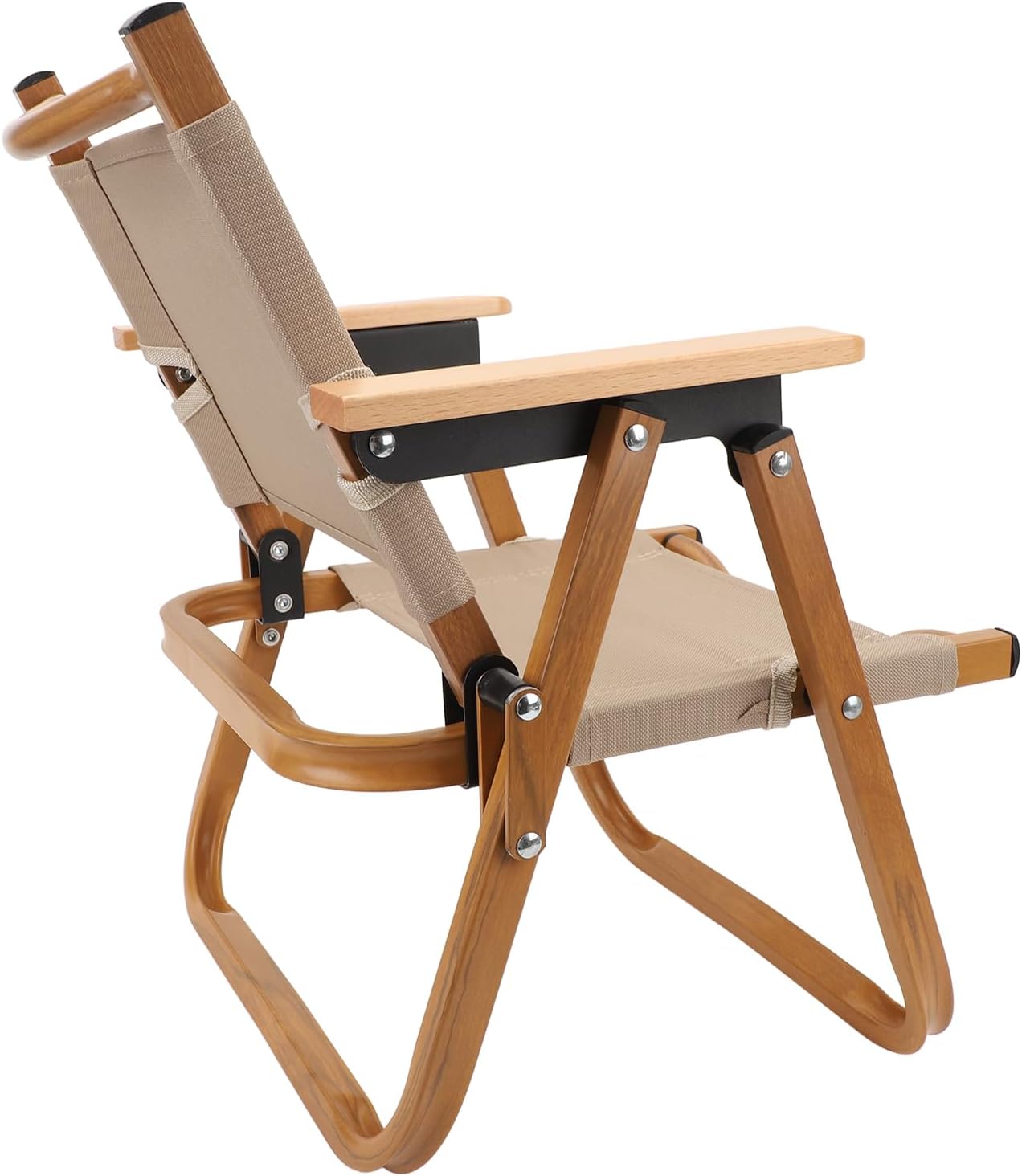 Alomejor Kids Folding Camp Chair Safe & Comfortable Lawn Chair for Toddlers Under 6 Years Old Sitting & Reclining Positions Aluminum Alloy Wood Grain Canvas