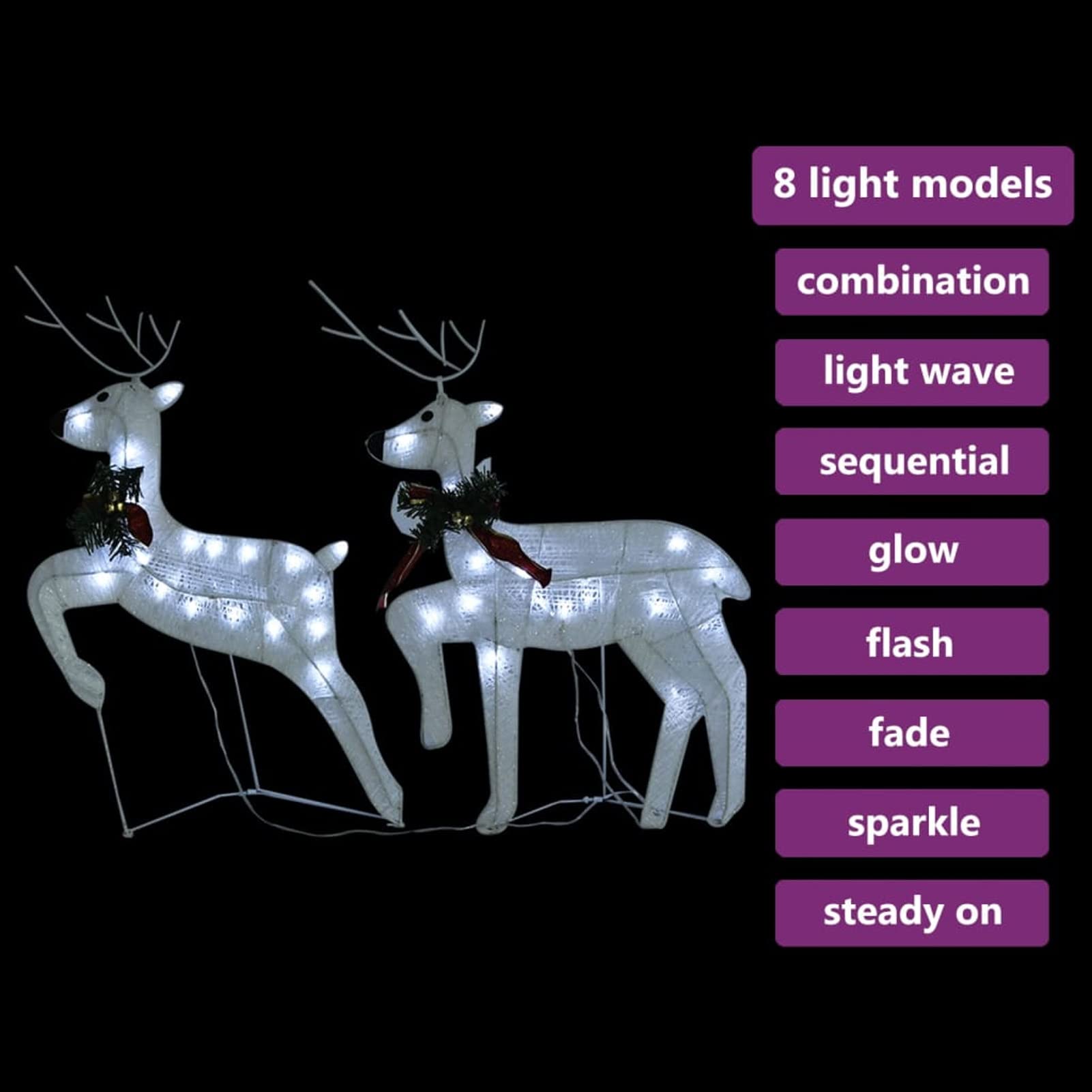Decoración Navide?a de jardín Renos y Trineo Blanco 140 LED, Leepesx Renos De Navidad, Decoracion Navidad Exterior, Figura Luz Navidad, Reno Luminoso Exterior,