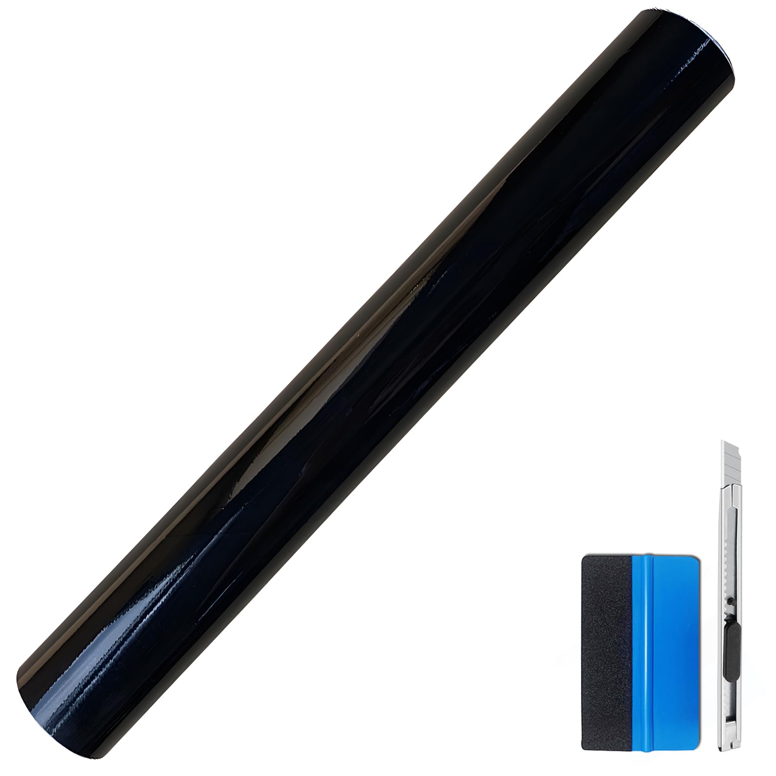 NewL High Gloss Black Vinyl Wrap Self Adhesive Air Release Bubble - Outdoor Rated for Automotive Use (30cm x 152cm)