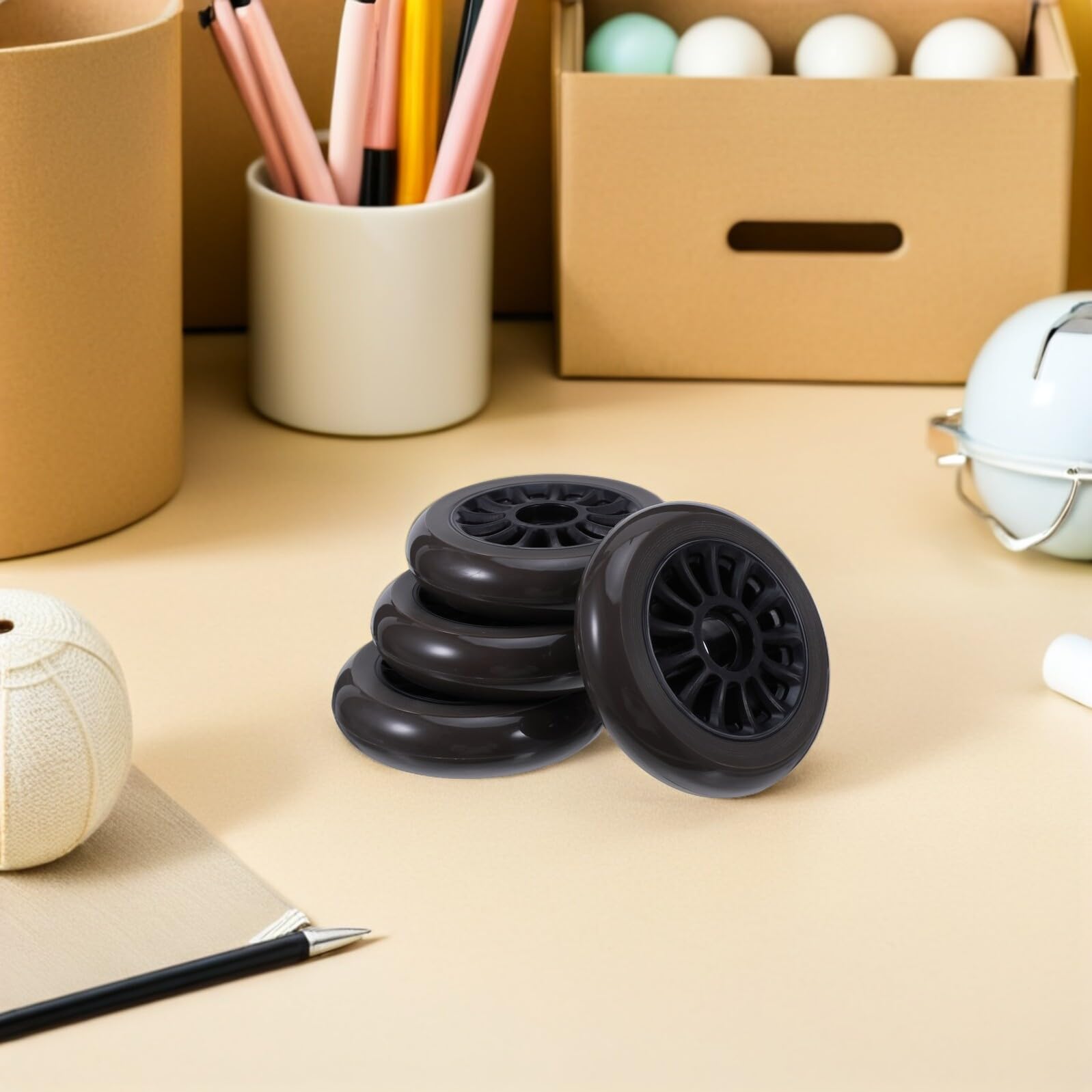 ORFOFE Ruote per Scooter in Plastica Nera Ruote di Ricambio Resistenti e Leggere per Pattini Rotelle Skateboard e Valigie per Principianti e Uso Esterno