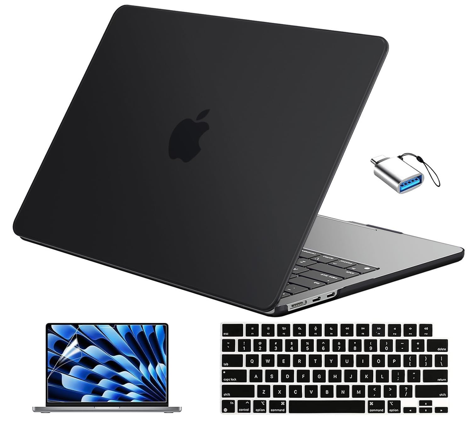 EooCoo for MacBook Air 13 inch Case M5/M4/M3/M2 2026-2022, Matte Black