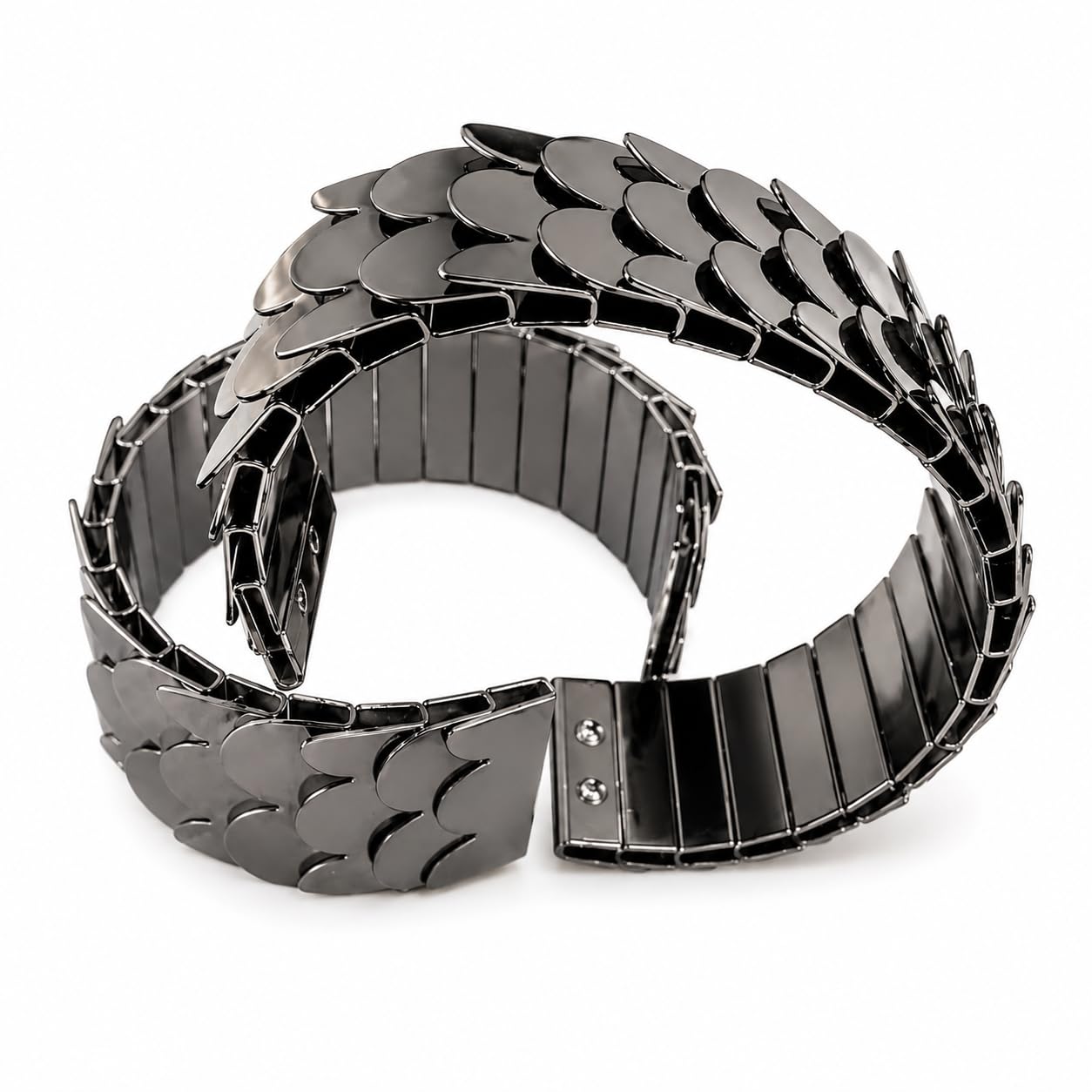Dragon Scale Cuff Bracelet, Gunmetal Wide Band-image-44