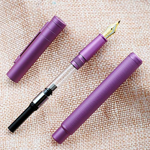 Image of Asvine Pink Forest Fountain Pen Bent Nib, Classic Design with Converter and Metal Pen Case, The Light of Hope Serise