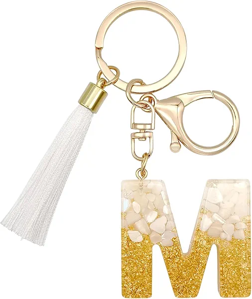 Beljeley Cute Letter Key Chains for Women with Tassels, Initial Bag Charms Keychains Accessories for Handbags Purse Backpack