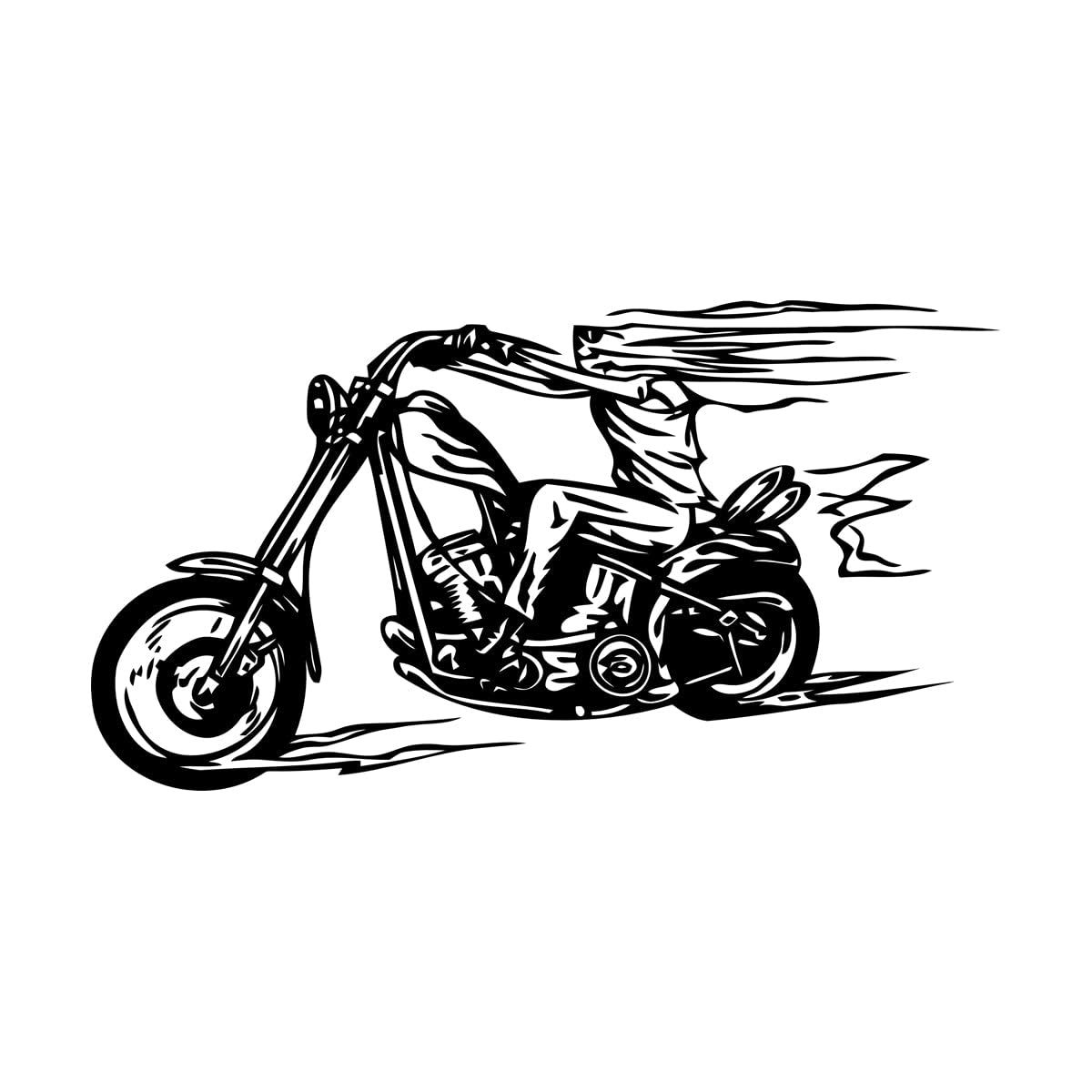Wall Vinyl Sticker Decor Fire Skeleton Biker Bike Motorcycle Racer 32x59cm It Won't Fall Off Small Black