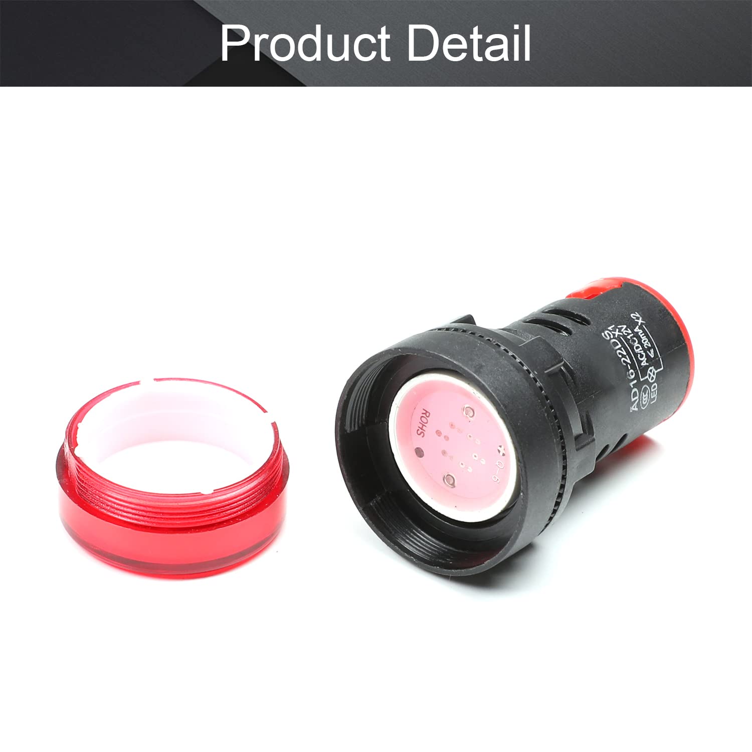 Othmro LED Indicator Light - 12mm Hole Diameter, Metal Shell, DC 12V, Red Concave Dash Signal Lamp - View #8