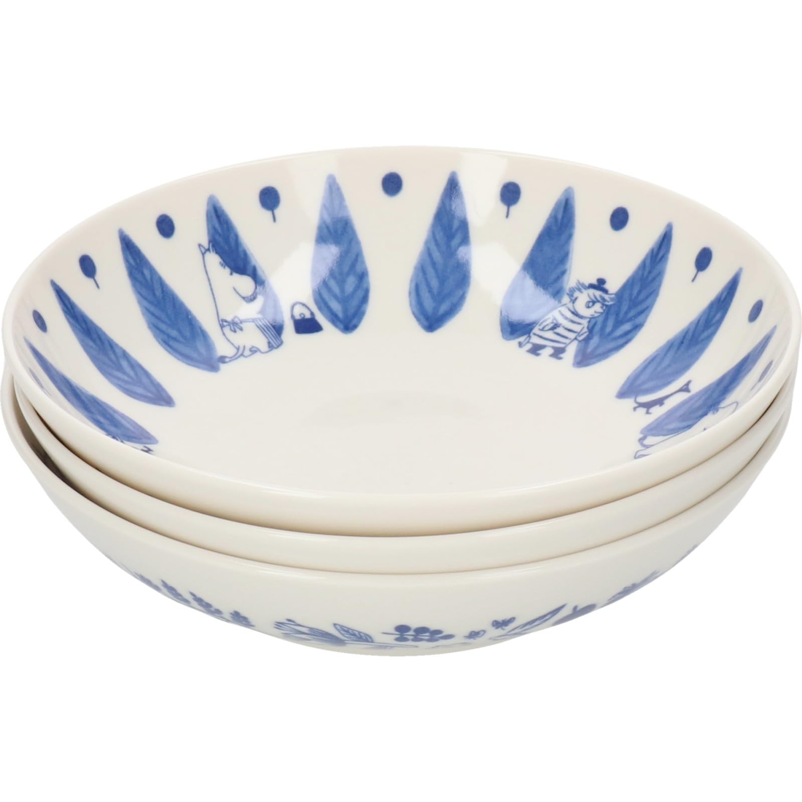 ????(Yamakasyoten) Moomin MM7000-76 Blue Flora Ceramic Bowl, 6.7 inches (17 cm), 3 Piece Tableware Set, Scandinavian Miscellaneous Goods, Moomin Goods, Mother's Day, Present, Made in Japan