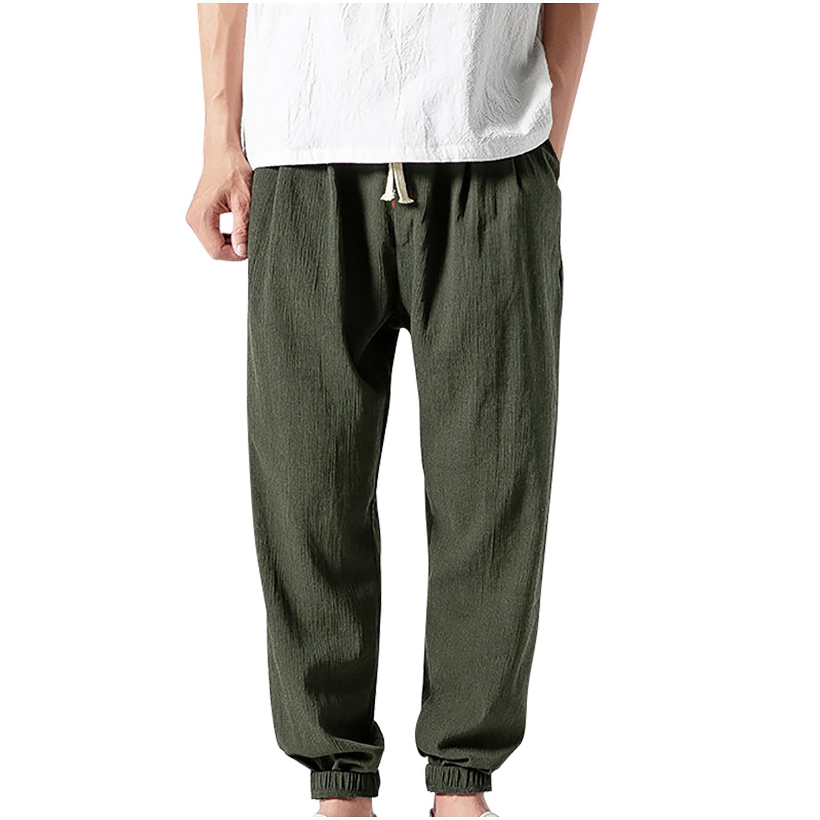 HAOLEI Pantaloni Uomo In Lino E Cotone – Baggy Larghi, Leggeri E Traspiranti, Con Vita Elastica Per Estate E Spiaggia