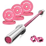 Pink Weight Plates, 2 Inch Olympic Barbell Weight Plate, Bumper Plates With Steel Insert, Pink Weights for Gym and Home
