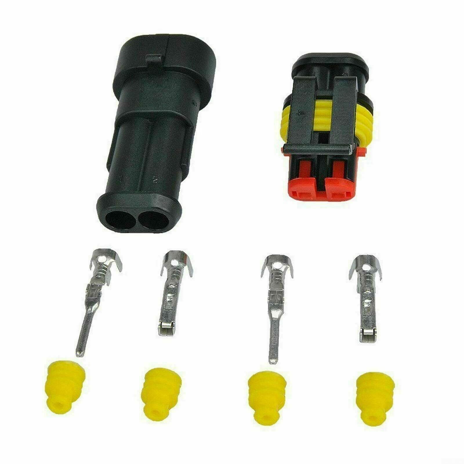 Kit di connettori a 2 poli (10 paia) per auto, moto, barche e roulotte, impermeabile, compatibile con cavi da 0,75 a 1,50 mm², 14 A/24 V, alloggiamento in plastica con contatti in rame