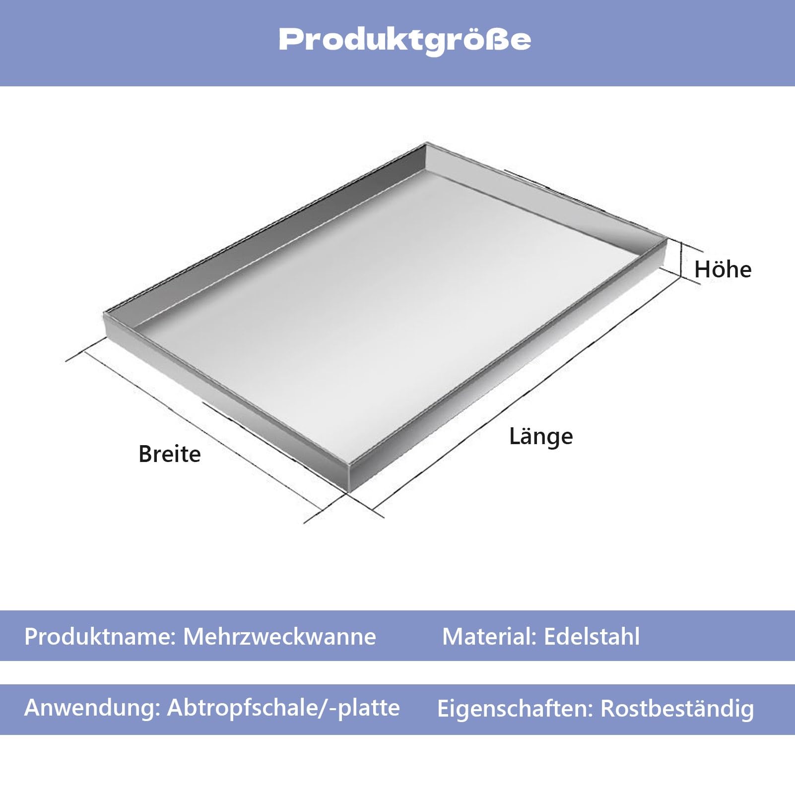 Blacha odpływowa do pralki ze stali nierdzewnej, grubość 0,8 mm, podkładka ociekowa, ochrona podłogi do pralni, 90 x 80 x 5 cm, niezbędne akcesoria do urządzeń