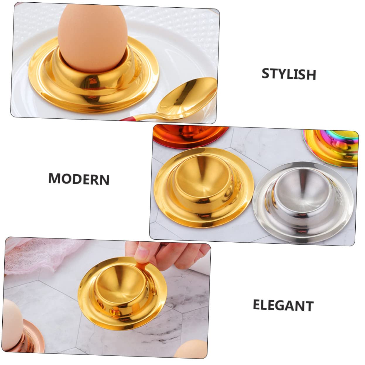 TOPBATHY 6pièces Support à Oeufs Acier Inoxydable Coquetiers Élégants Or Et pour Oeufs Coque Et Accessoire De Table Pratique Et Chic