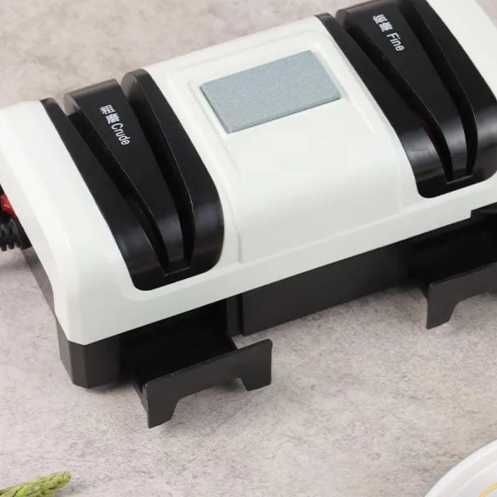 Amagogo Afilador Eléctrico Automático Herramientas Cocina Dos con Colector Integrado y 5000 R/min en Plástico Adecuado para Uso Doméstico Mantenimiento Diario, Array, Blanco Y Negro