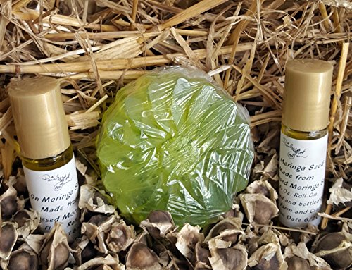 Moringa Soap and Pure Cold-Pressed Moringa Oil Roll-On (2 Oils, 1 Soap) Paisley Farm & Crafts ALL NATURAL