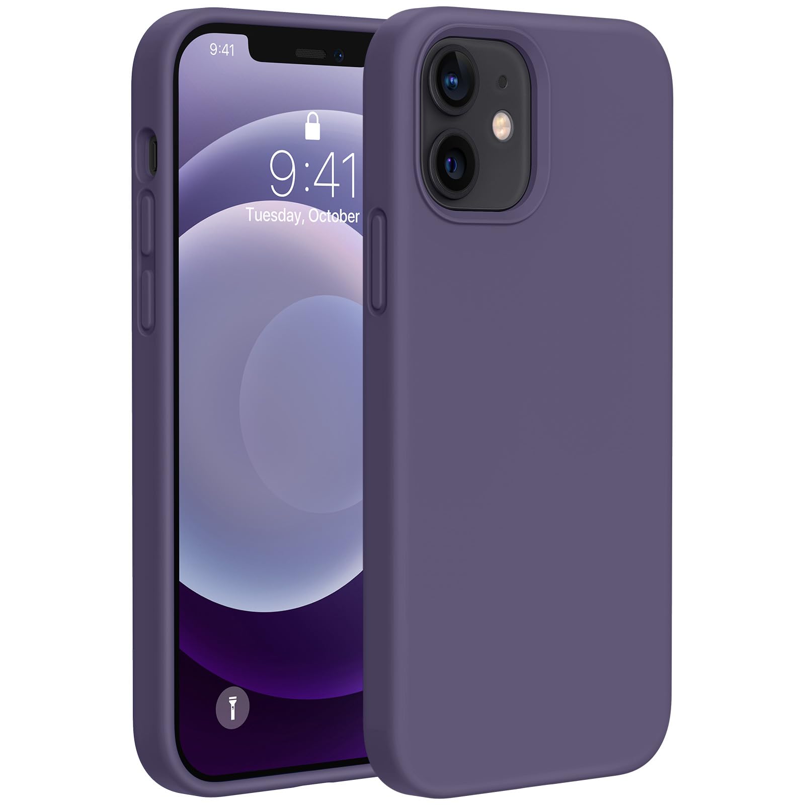 Miracase Silicone for iPhone 12 Case and iPhone 12 Pro Case, Dark Purple