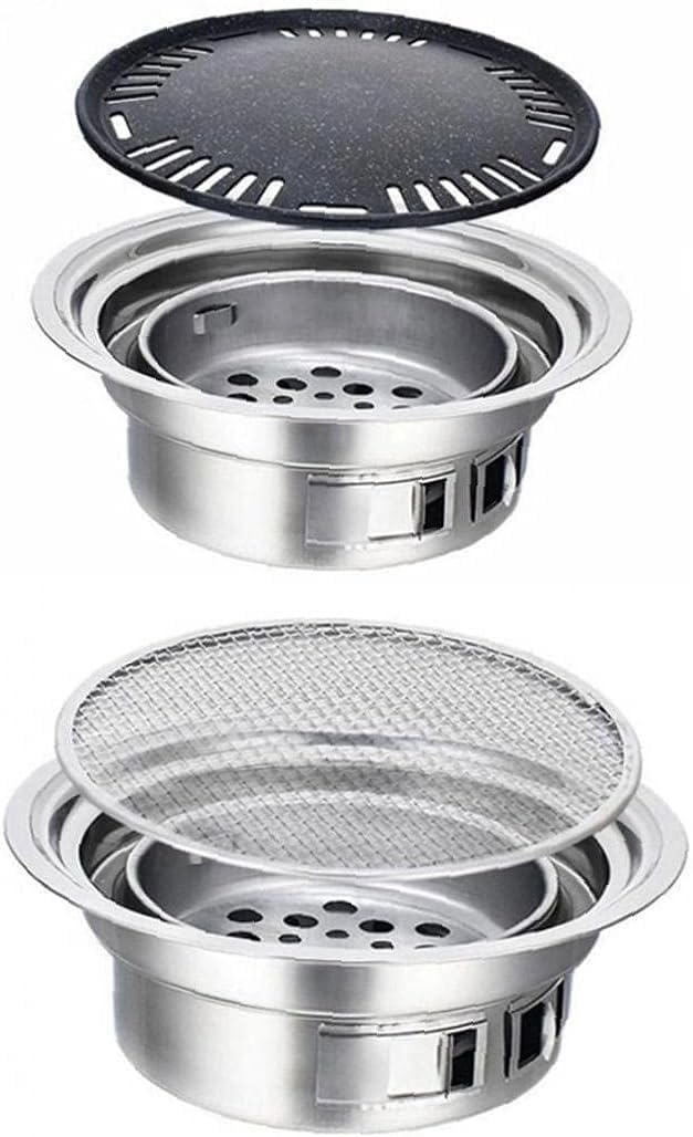 grill, Grill węglowy Okrągły przenośny grill kempingowy do użytku domowego z siatką grillowania, narzędzia na świeżym powietrzu (z grilla)(Baking tray)