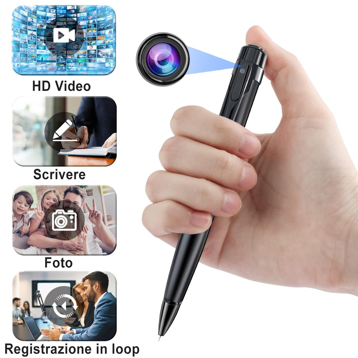 Telecamera Penna, Telecamera Audio HD 1080P e Videoregistratore con Funzione OTG, con Monitoraggio del Movimento, Registrazione Video e Audio