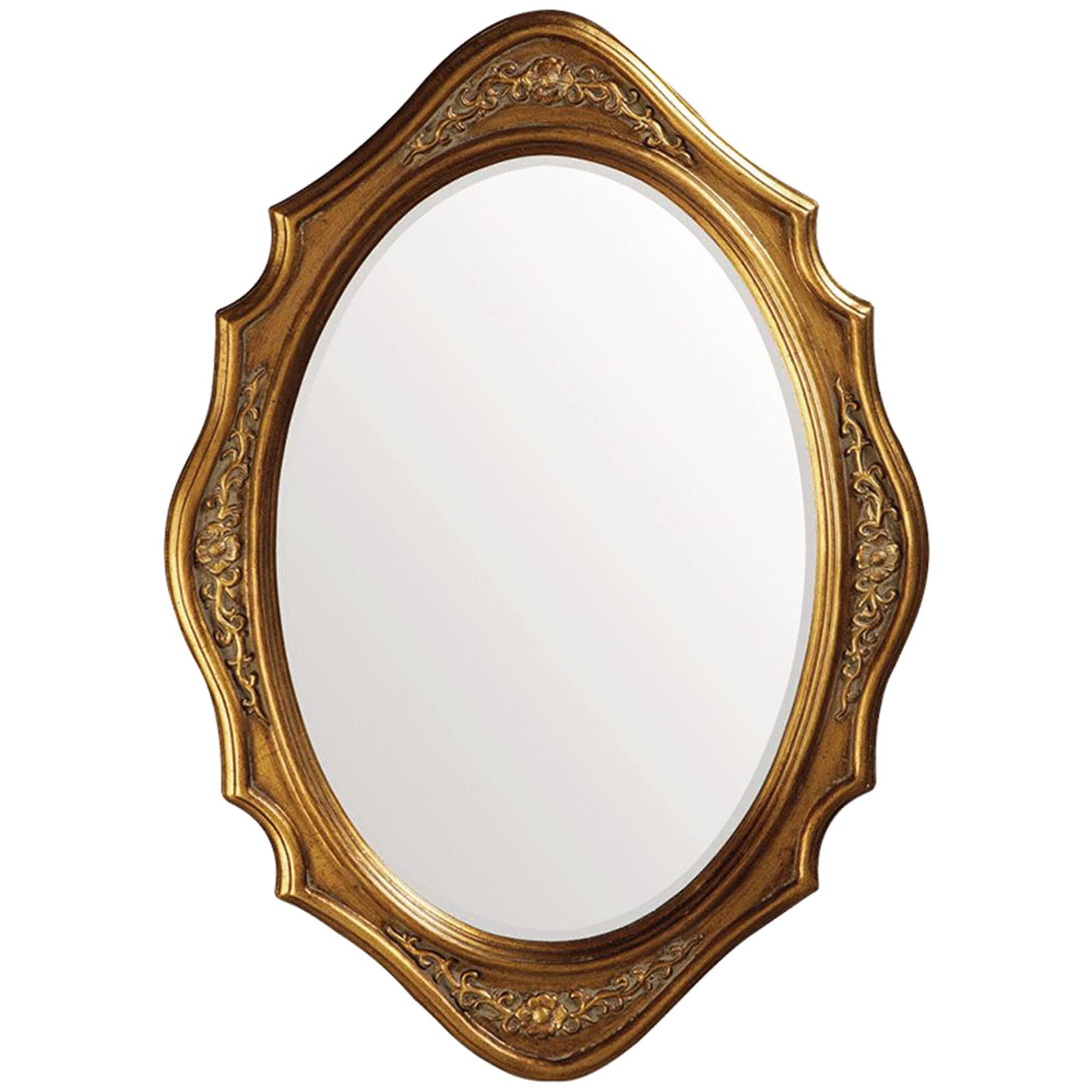 DFGHNBVC Beveled Accent Mirror, Distressed Rustic Wooden Decorative Hanging Mirror, Oval Bathroom Mirror For Entrance, Living Room, Bedroom, Horizontal Or Vertical,