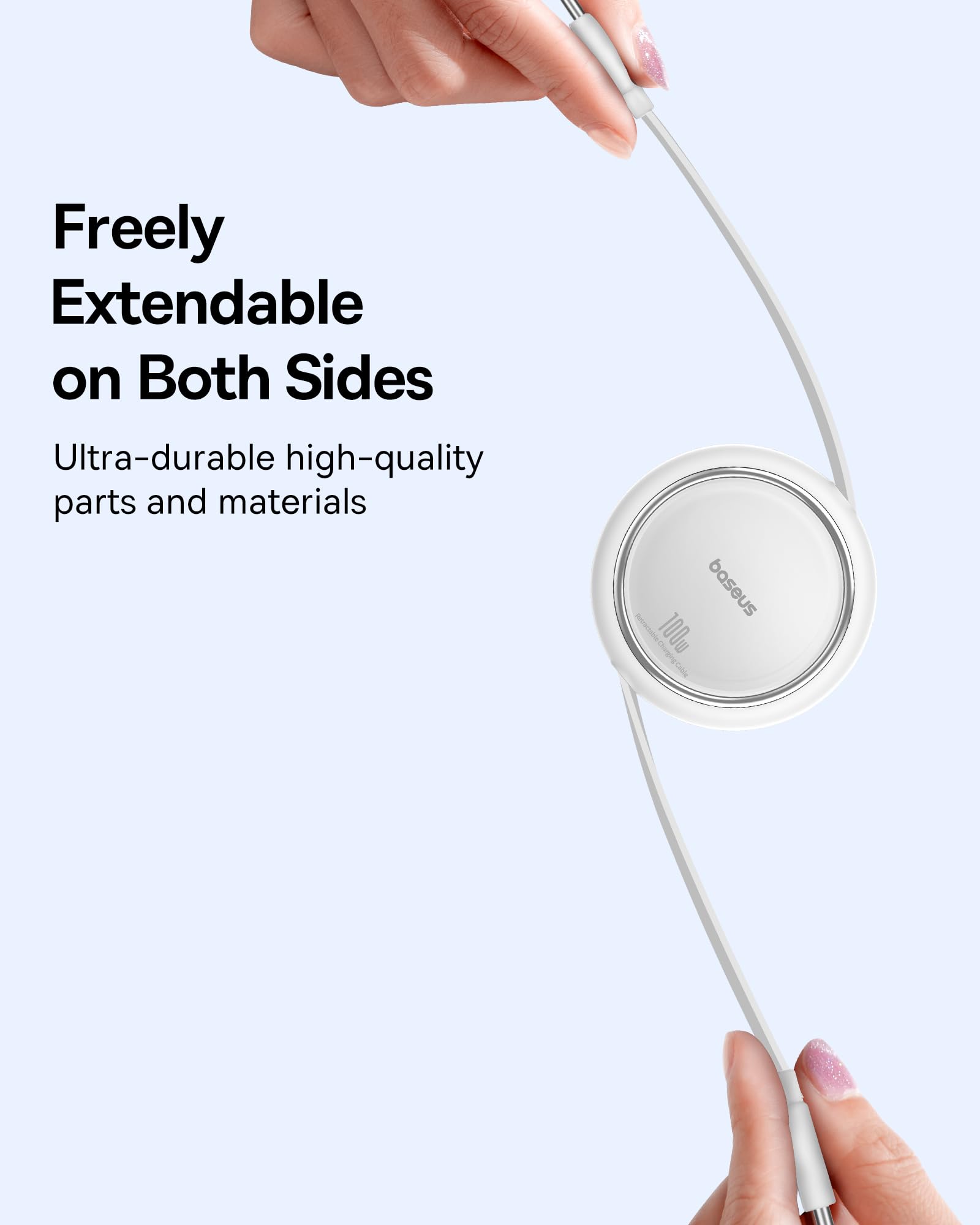 Baseus - Cavo USB C, 100 W, PD 5 A, QC 4.0 mini, retrattile, cavo di ricarica rapida da USB C a USB C, 4 lunghezze, per iPhone 15, Samsung, iPad, facile da riporre, portatile