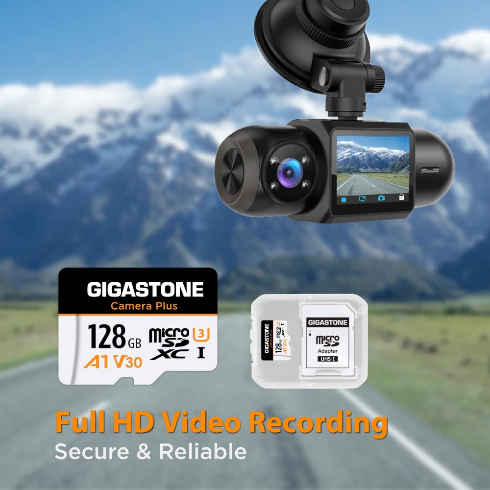 GIGASTONE 128GB Scheda Micro SD, Camera Plus, Action Camera, Sports Camera, 100MB/s, Registrazione Video 4K, Scheda di Memoria MicroSDXC UHS-I A1 V30 U3