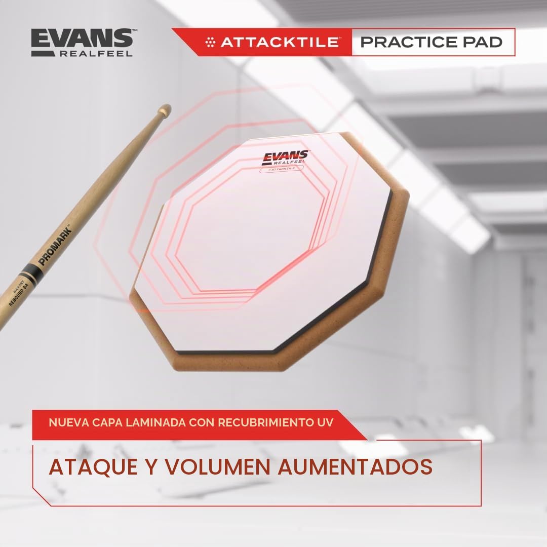 Almohadilla de práctica para batería Evans RealFeel Attacktile, 10 pulgadas