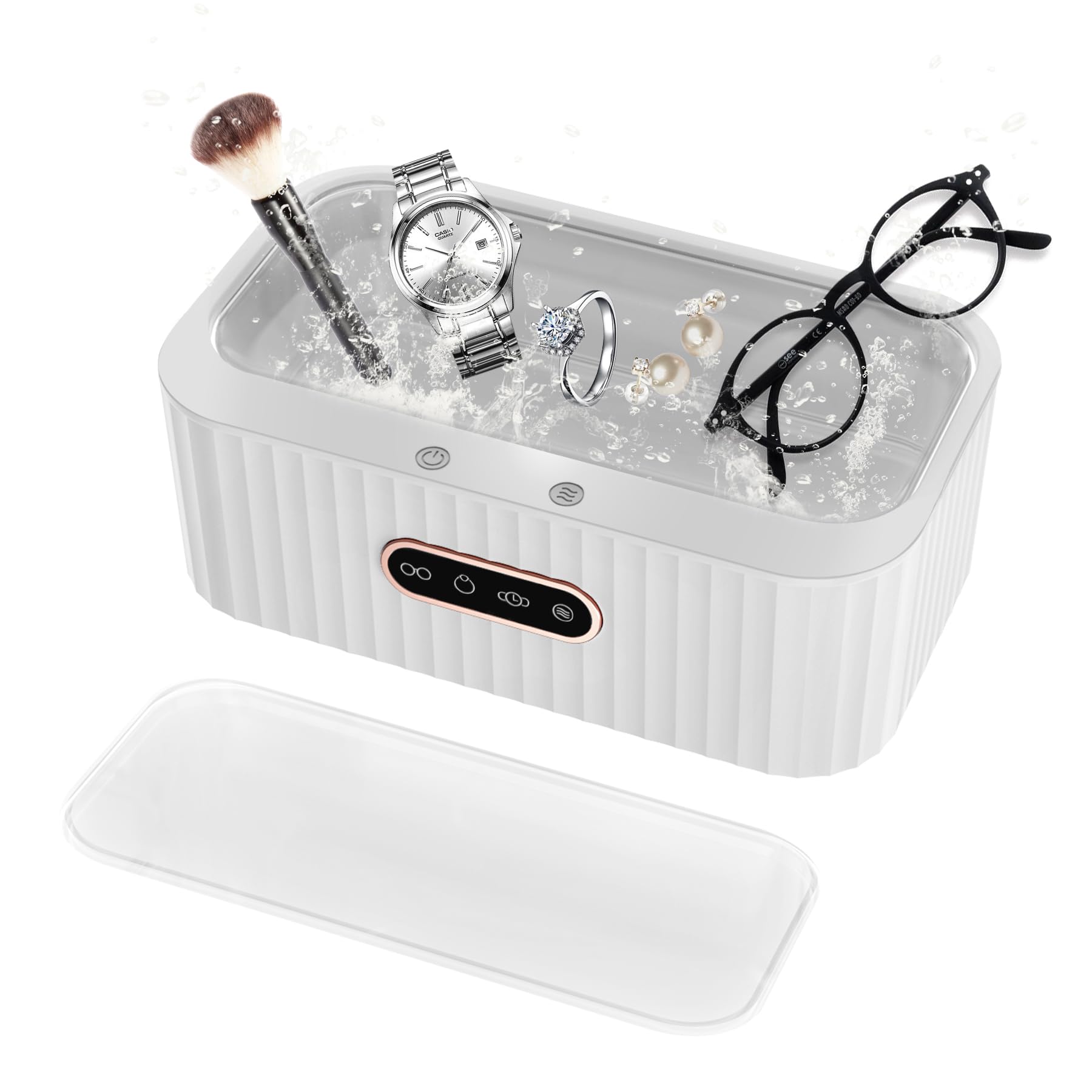 Jewelry Cleaner, KALLODEAR Ultrasonic Jewelry Cleaner for Eyeglass Silver Ring Watches Coins | 4 Auto Timer Models with 400ml Stainless Steel Tank for Retainer