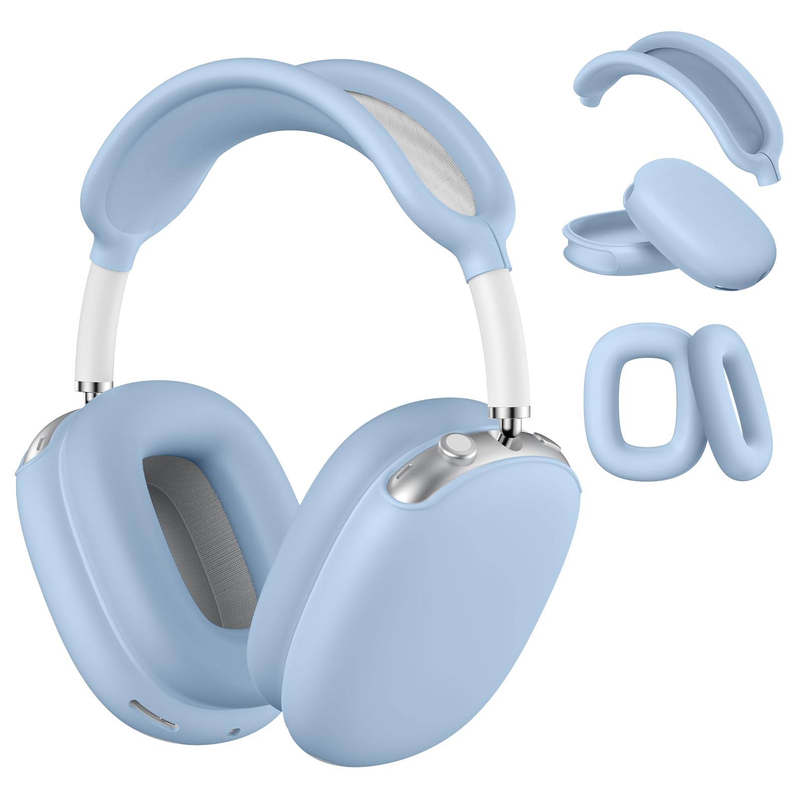 Maxjoy AirPods Max Case - Soft Silicone Ear Cups & Headband Cover, Anti-Scratch Protective Cover for Apple AirPods Max, Light Blue