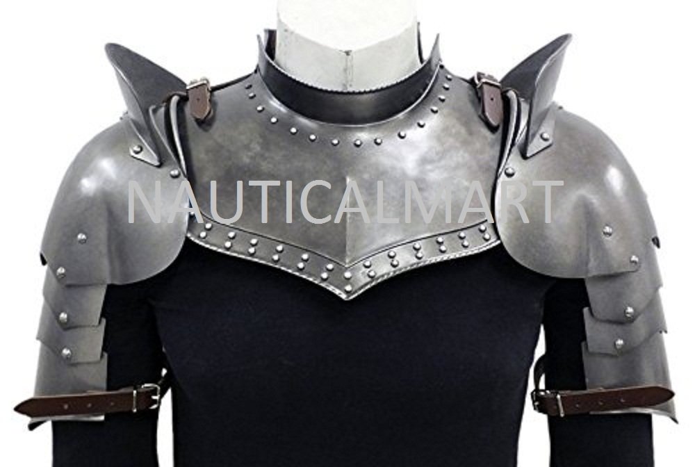 NauticalMart Medieval Armor Gorget Set with PAULDRONS Shoulder Guard