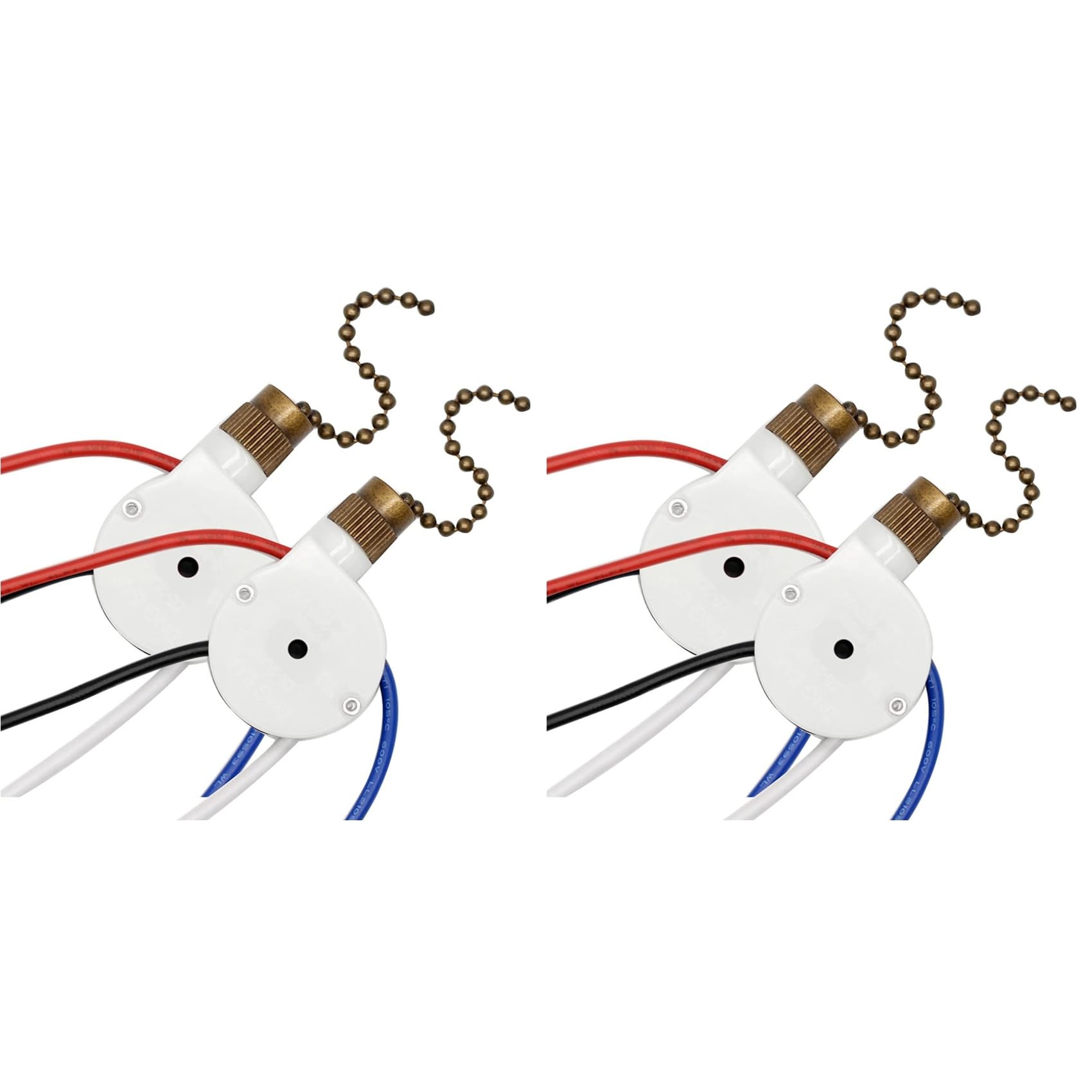 Jnchdghwa Bronze 4Pcs Ceiling Fan Lights Switch Zingear Ze-208S E89885 3 Speed 4 Wire Fan Switch Pull Chain,Fan Lights Switch,