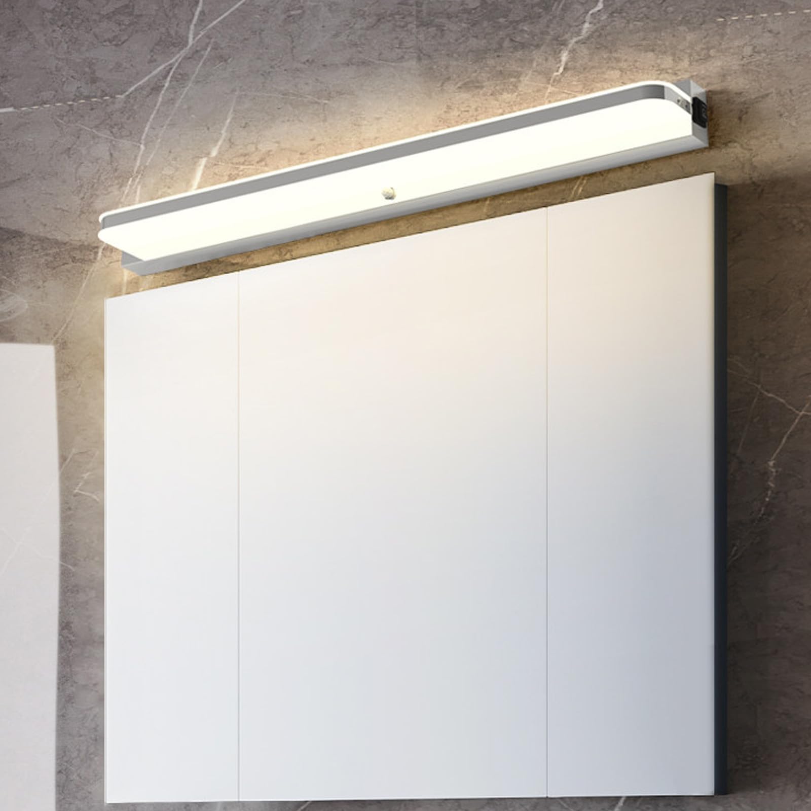 LED Spiegelleuchte Bad Wandleuchten mit Bewegungsmelder Modern Wandbeleuchtung Wasserdicht Wandlampe Bildbeleuchtung für Badzimmer Badschrank Wohnzimmer Schminktisch (Silbernes Neutrales Licht,62cm)