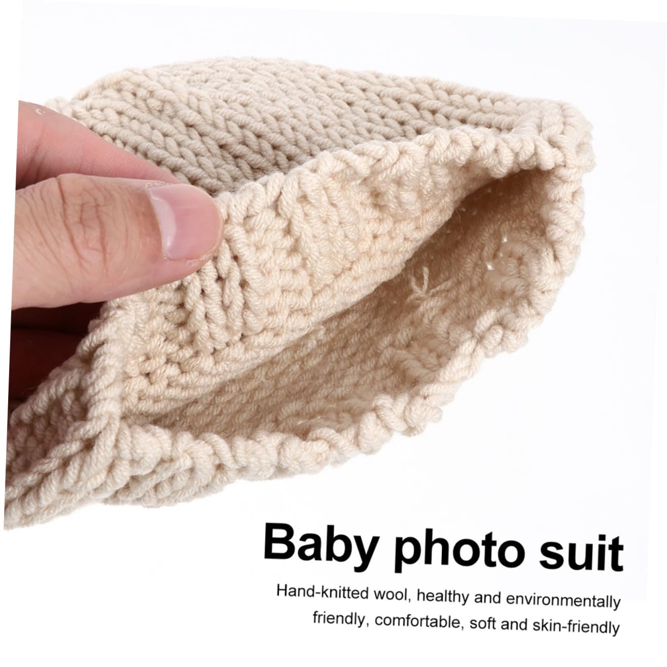 SHERCHPRY Accesorios De Fotografía De Bebé Disfraz De Recien Nacido Gorro Tejido Bebe Tirantes Traje De Sesión De Fotos De Tirantes Traje De Recién Nacido Para Niño Acrílico Beige