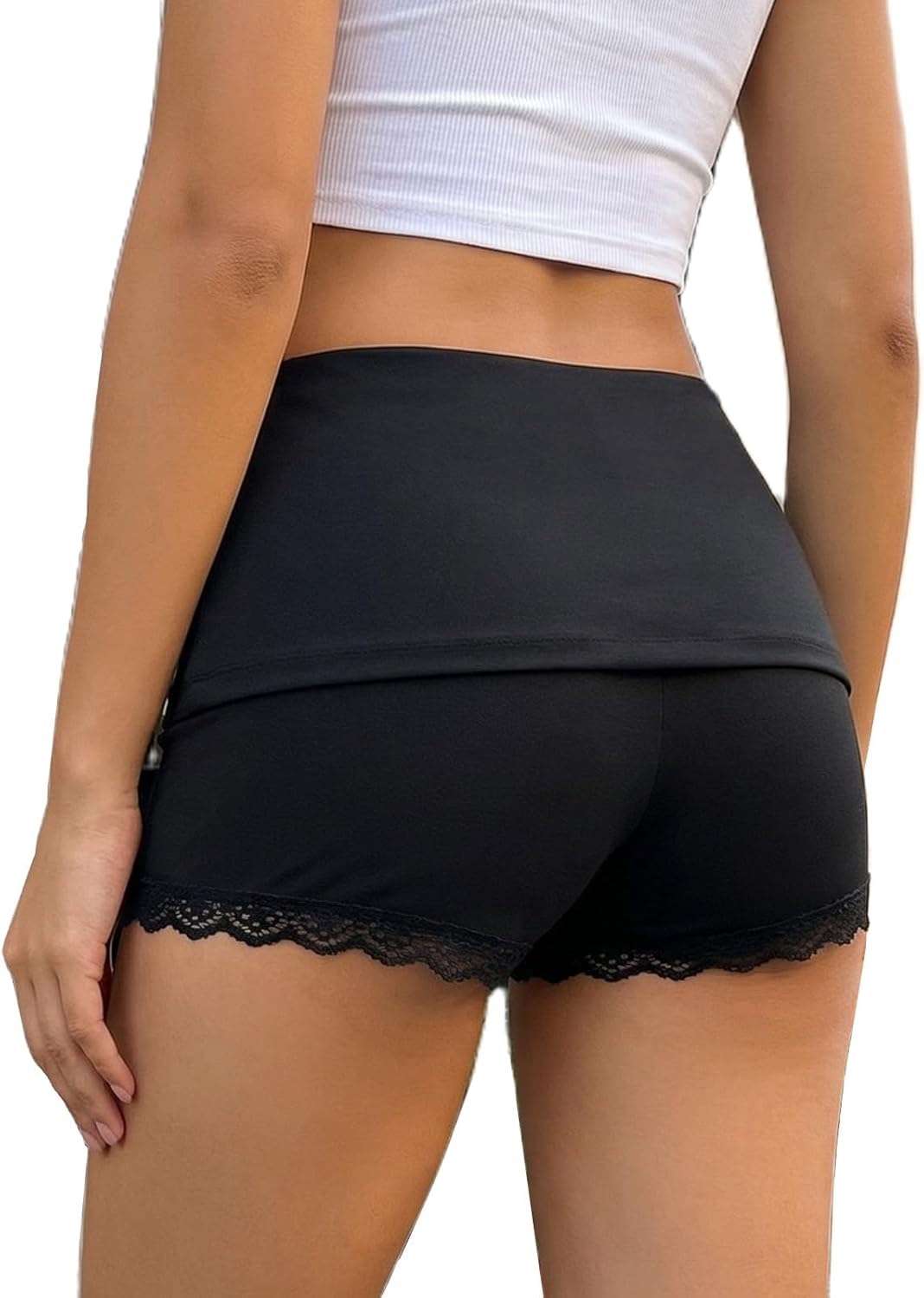 Karwuiio Women's Low Rise Y2k Shorts Foldover Pajama Micro Mini Sleepwear Sexy Slim Booty Shorts Lounge Pj Bottoms - Image 5