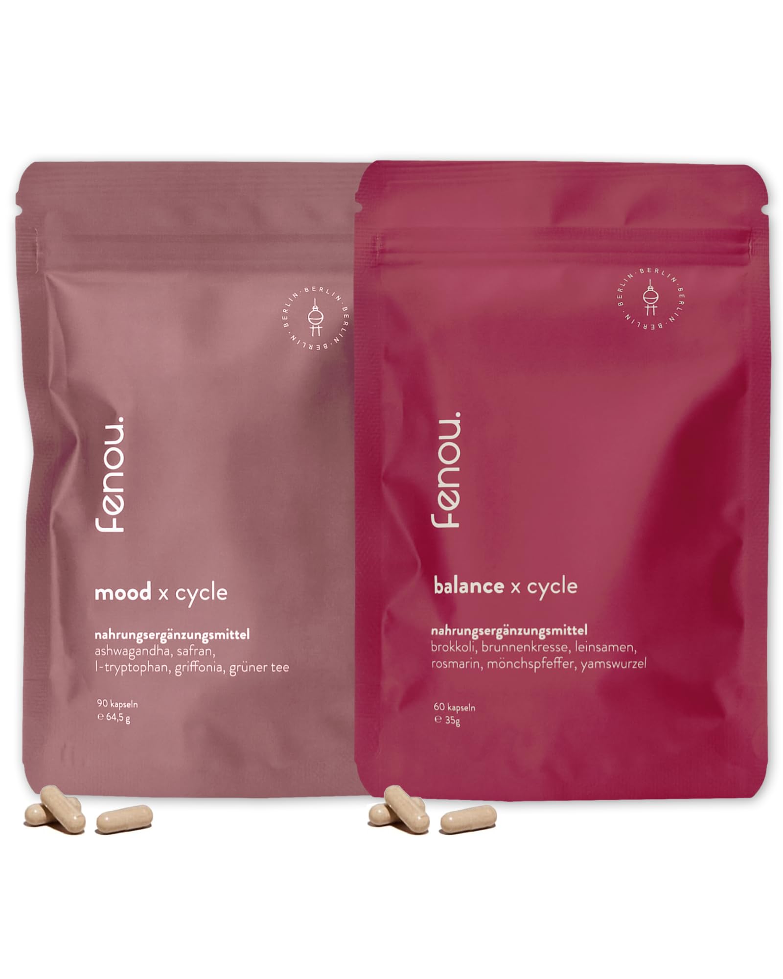 Fenou PMS Bundle - Nahrungsergänzungsmittel für Frauen - Pflanzliches Supplement - bei PMS, PMDS, Periodenschmerzen & Unregelmäßigem Zyklus - 2 x 60 Kapseln