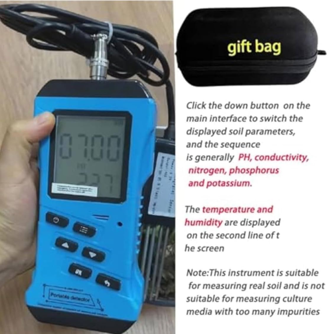 7 in 1 Soil Tester, Nitrogen, Phosphorus, Potassium Npk Tester, Ph, Moisture, Nutrient Conductivity, Ec Meter,High Accuracy Digital Sensitive,Soil Fertility Test