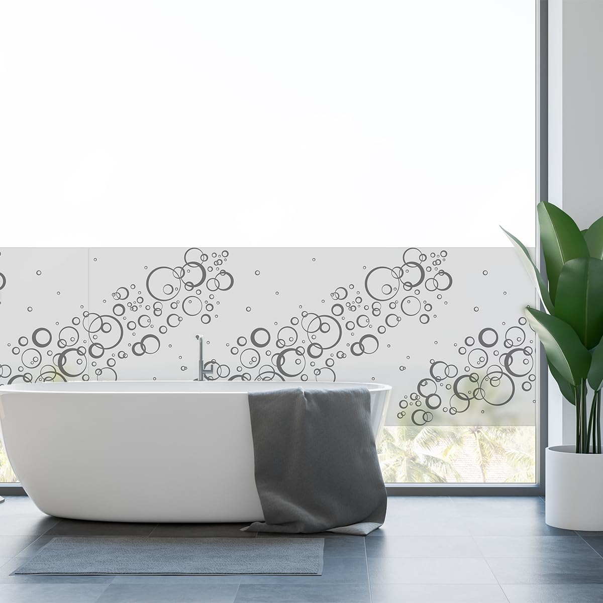 Ambiance Sticker Adhésif Film Fenêtre Anti Regard Occultant - Bulles - Autocollant Brise-Vue pour Vitres & Porte de Douche XL - H40 x L200 cm