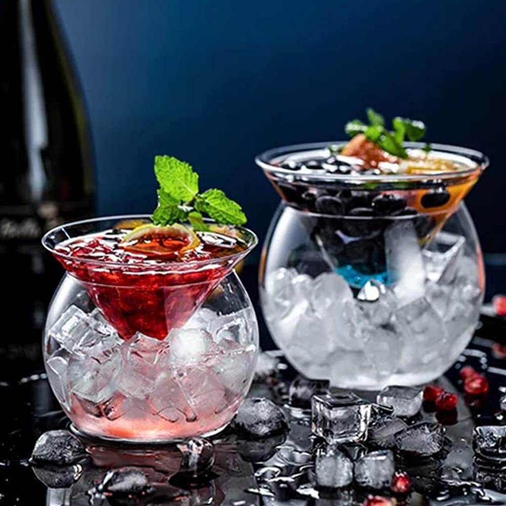 2 Stück Wellenform Glasbecher – Kreative Martini-Gläser, 300 Ml, Aus Borosilikatglas