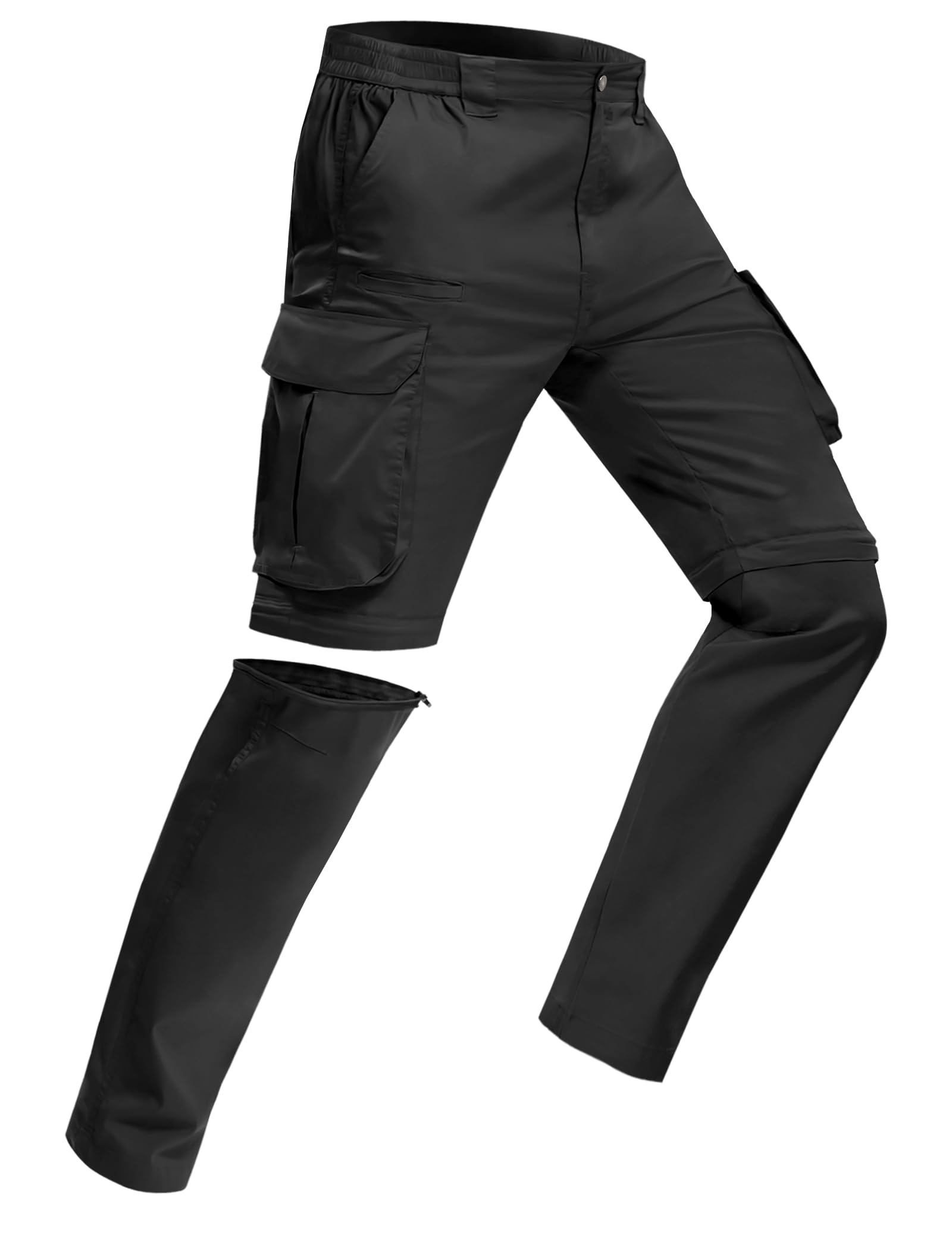 MOURCE Pantalones de senderismo para hombre, con cremallera, ligeros, de secado rápido, 8 bolsillos, para camping, viajes, pesca
