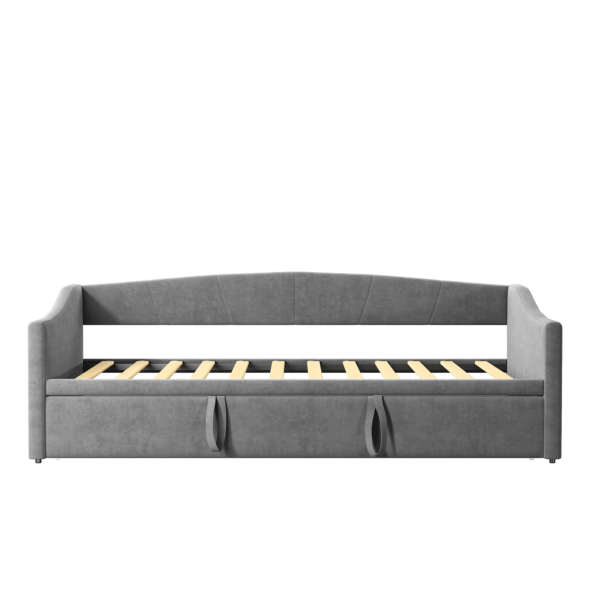 Divano letto convertibile con letto estraibile, 90 x 200 cm, letto panca a 3 posti letto matrimoniale vellutato, telaio letto divano allungabile con rete a doghe, (senza materasso)