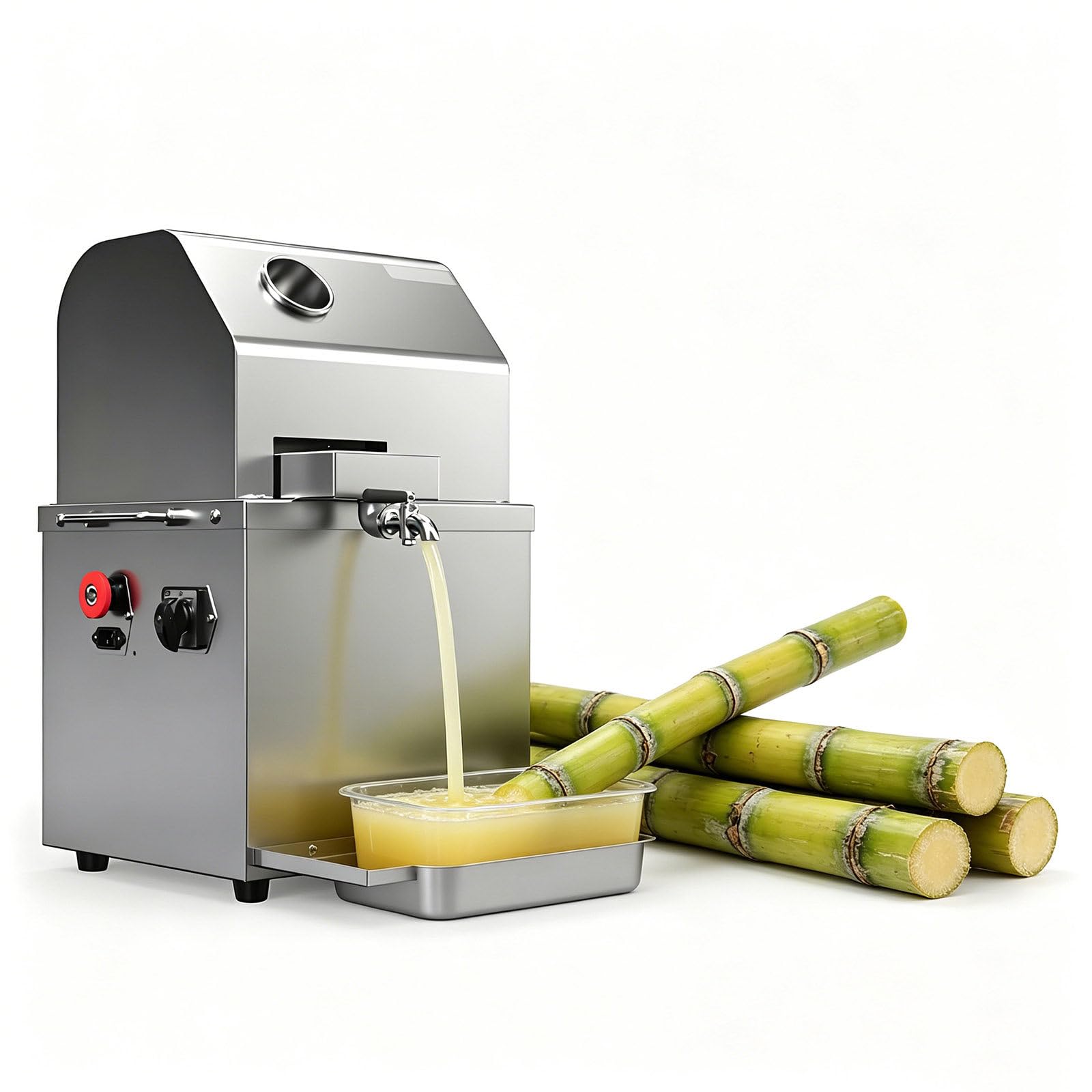 GESAIDES Commercial Sugar Cane Juicer Machine, Stainless Steel 3 Rollers Sugarcane Press, 62mm Large Feeding Inlet, 300KG/H High Output Electric Sugarcane for Commercial and Home Use