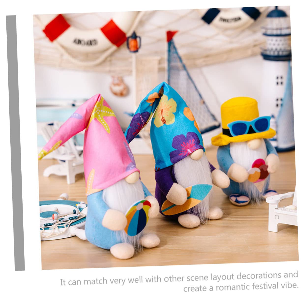 Cabilock 12 STK Surfpuppen-Ornamente Party-Zwergpuppe Zwergpuppe Gnomendekorationen im Küstenthema Plüschfigur Spielzeug Küstenzwerg Sommerzwerg abgestuftes Tablettdekor Kies