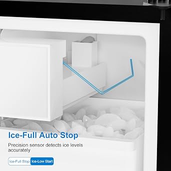15 W Under Counter Ice Maker, No Drain Required, Freestanding Built-in Ice Maker, Crescent Ice, Drainless Ice Maker ETL Approved, 2026 Upgraded, Easy Installation for Home, Bar, RV, Office