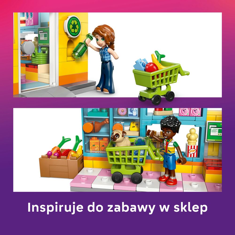 LEGO Friends Sklep spożywczy w mieście Heartlake 42680 | Zabawa w sklep, spożywcza scenka, prezent dla dziewczynki i chłopca 5+, 176 elementów