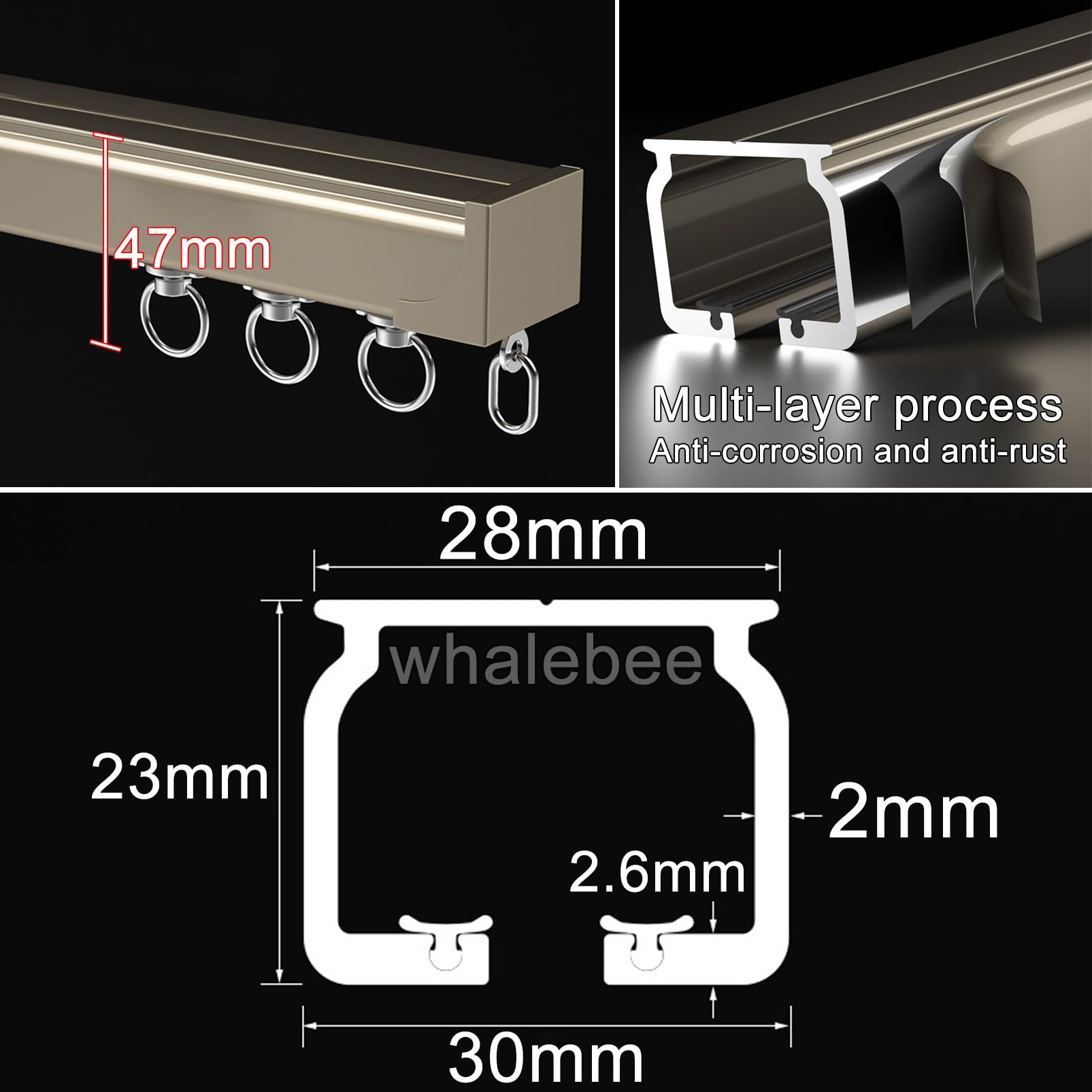 Aluminiowy system prowadnic przesuwnych 1-szynowy z cichymi rolkami regulowany 1-6 m do wewnątrz / na zewnątrz sufit / ścienny odporny na ścieranie, idealny do ciężkich drzwi.