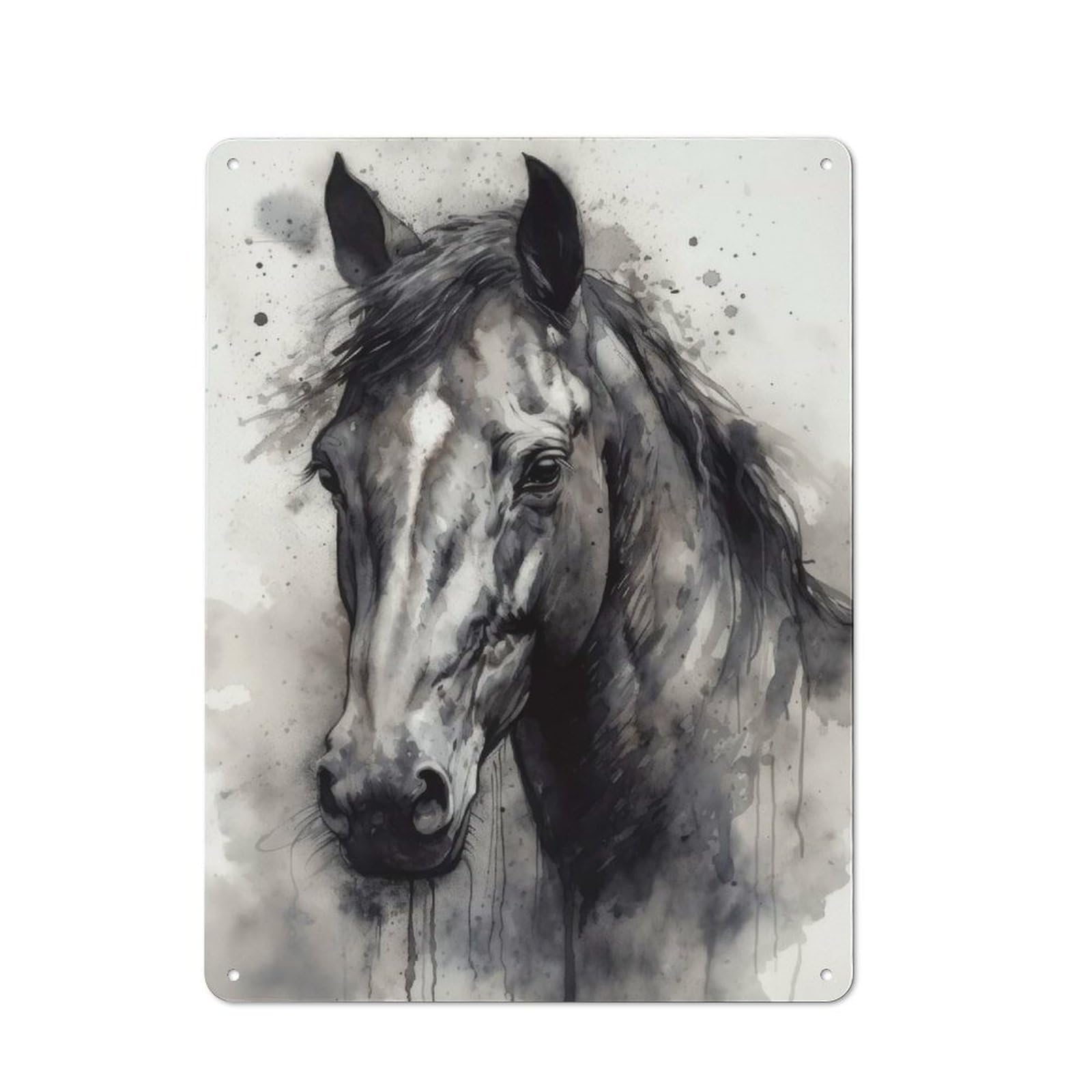 Junmoney Horse Beauty Black Ink Rustic Tin Sign 40X30cm Featuring For Bar Or Restaurant, A Housewarming Gift For Bar Decor Enthusiasts