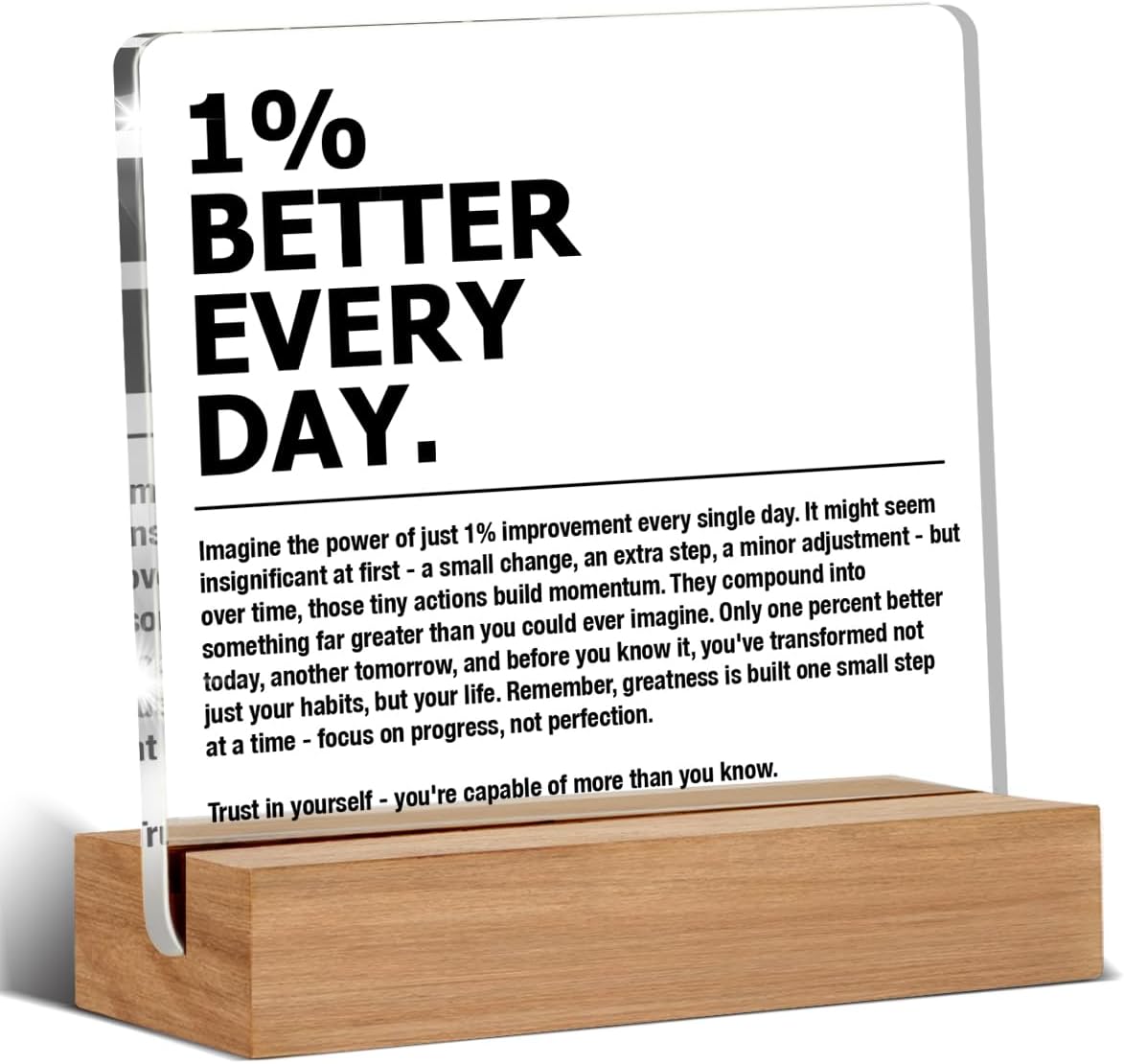 Inspirational Office Desk Decor Positive Acrylic Plaque Sign With Wooden Stand Decoration for Home Office Dorm Bedroom