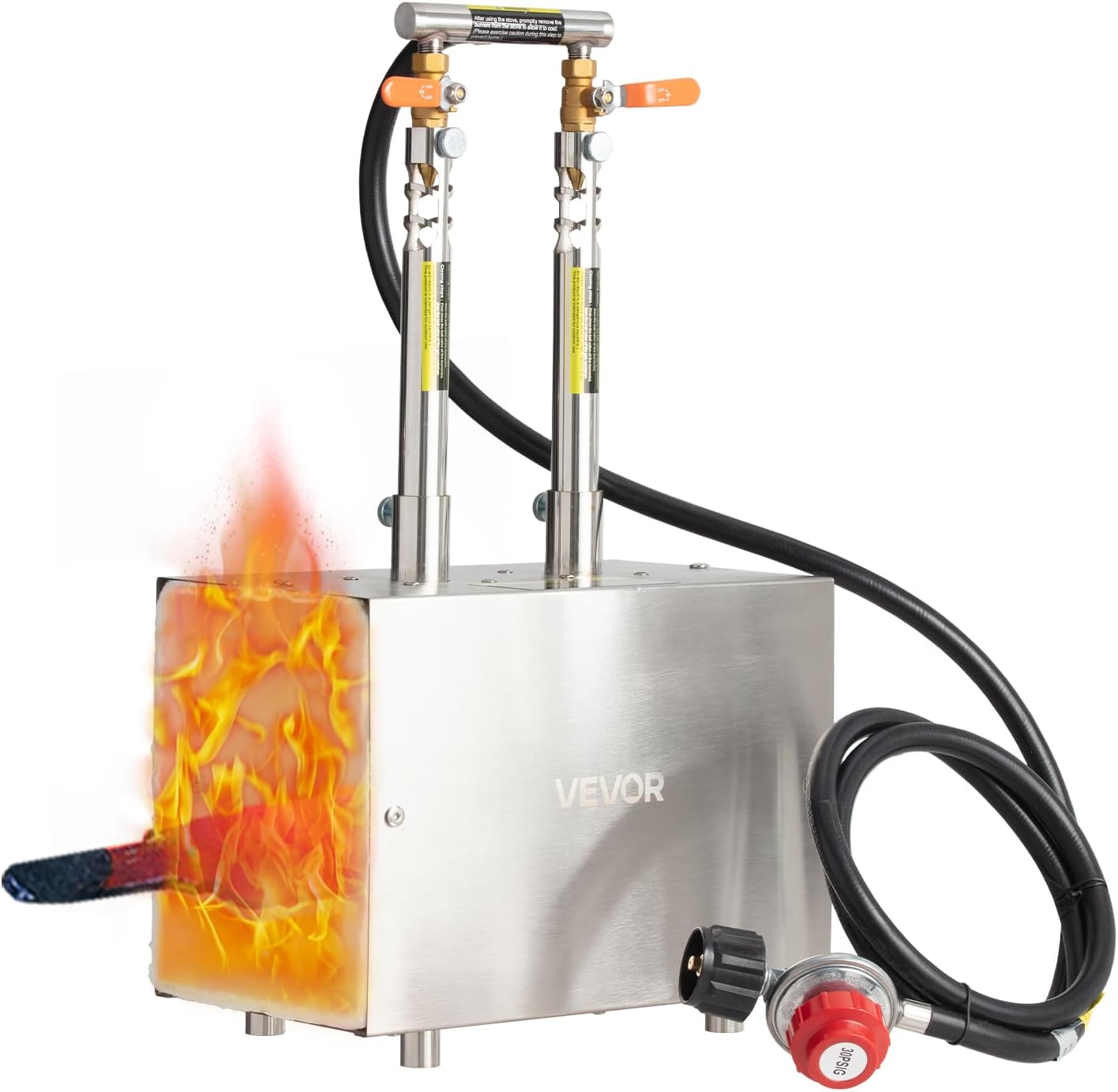 VEVOR Portable Propane Forge, 2 Burners, 2600℉ Tool and Knife Making Blacksmithing Farrier Forge, Large Capacity Square Shape, Stainless Steel Gas Forging Tools and Equipment, Use for Metal Forging