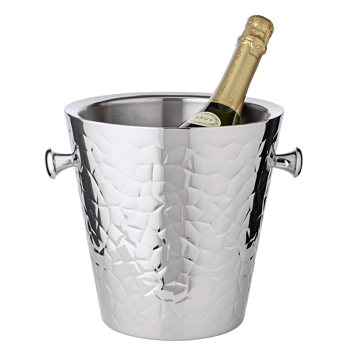 EDZARD Secchiello per vino Capri (H 23 cm, Ø 22 cm), acciaio inox lucido a specchio, a doppia parete, decorato, con 2 manici, per 1 bottiglia – secchiello per spumante