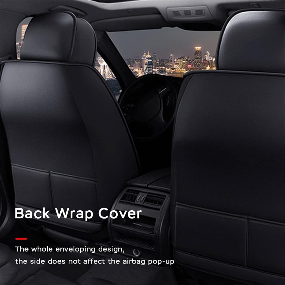 OTCPP Auto Sitzbezüge Set für Ford Kuga III 2019 2020 2021 2022 2023, Leder Autositzbezüge, Vorne Und Hinten Wasserdicht Auto Schonbezüge, Full Set Sitzbez Sitzschoner Zubehör,E Black+red