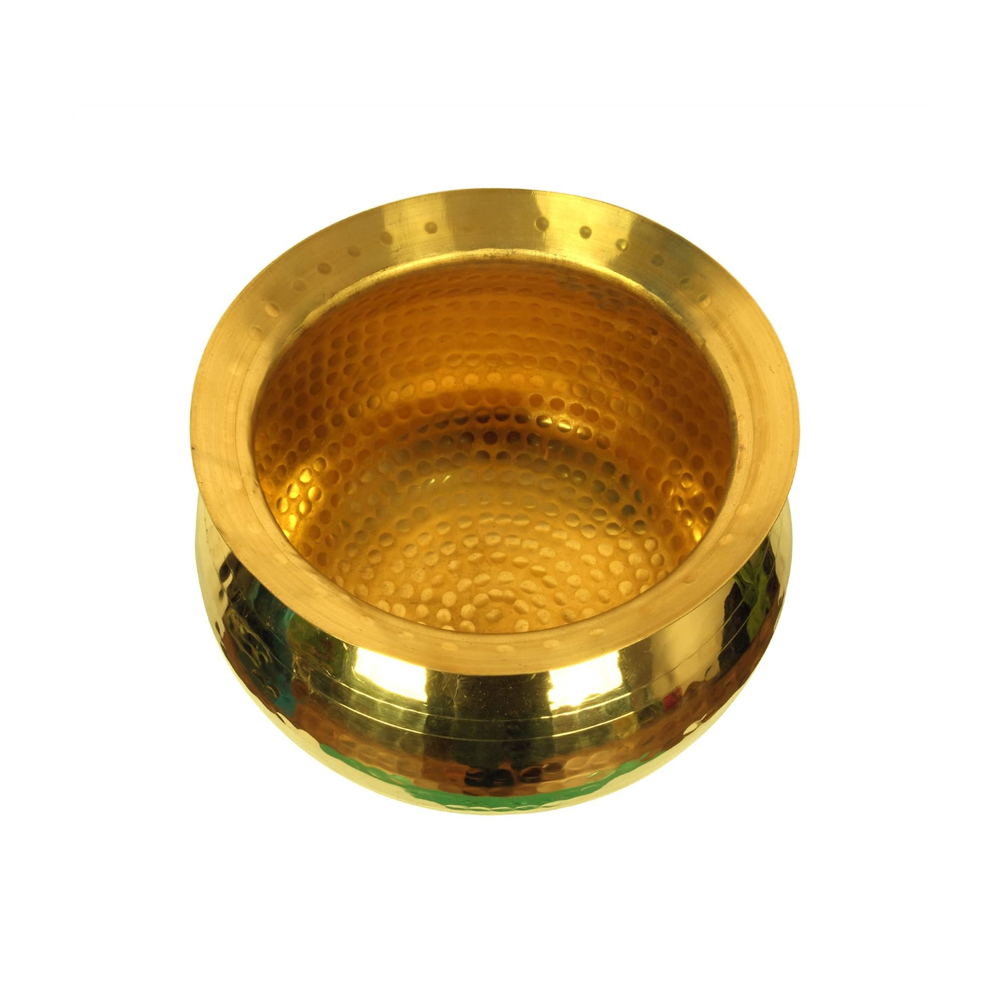 HOKOYA Brass Handi for Cooking (5 Litre Water Capacity) | Mirror Finish Bowl | Light Weight Brass Cookware | Utensils for Kitchen Cooking Pot | Indian Kitchenware | Gift for Home Chefs